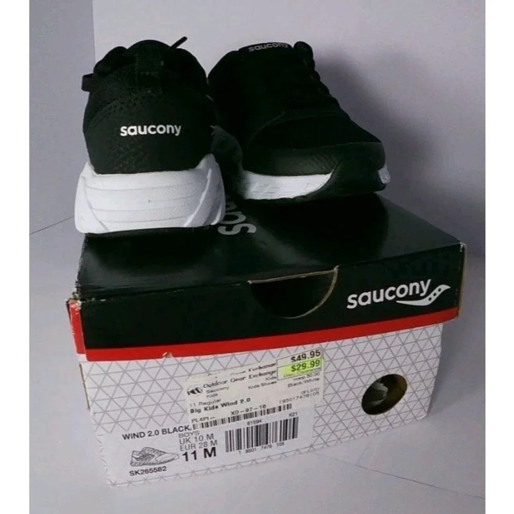 Saucony Big Kid Wind  Running Shoes, Black Size 11m NEW In Box